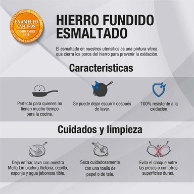 SARTEN GRILLCORP N° 20 HF ESMALTADO + TAPA DE VIDRIO + MANGO - 7