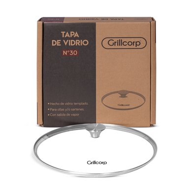 SARTEN GRILLCORP N° 30 HF ESMALTADO + TAPA DE VIDRIO + MANGO - 5