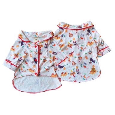 PIJAMA ALGODÓN PERRO Y GATO CAMISERO HAPPY XMAS WOOF TALLA 2 LETIF PET SHOP