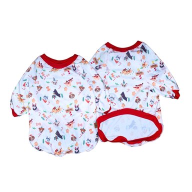 POLERA ALGODÓN PERRO Y GATO HAPPY XMAS WOOF TALLA 2 LETIF PET SHOP
