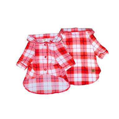 PIJAMA ALGODÓN PERRO Y GATO CAMISERO RED VELVET TALLA 0 LETIF PET SHOP