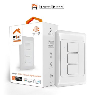 INTERRUPTOR DE LUZ 3 CIRCUITOS WI-FI INTELIGENTE NEXXT NHE-T100 BLANCO