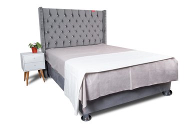 CABECERO COLCHONES PEREZOSO COLATERAL 2 PLAZAS CABECERA PREMIUM + BOX TARIMA + VELADOR VINTAGE