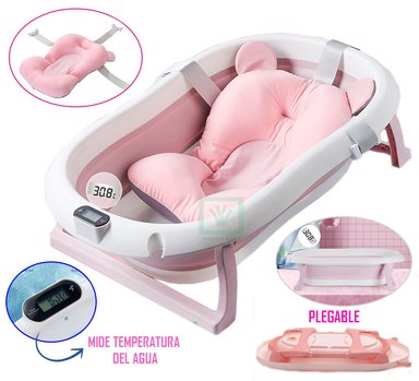 BAÑERA TINA DE BAÑO CON TERMÓMETRO DIGITAL ROSADO