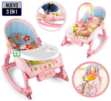 SILLA COMER IDEAL CON MESA ROSADO MECEDORA VIBRADOR/LÁMPARA/MUSICAL