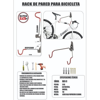 RACK RBIC-01 SOPORTE PARED BICICLETA TIPO GANCHO - 3