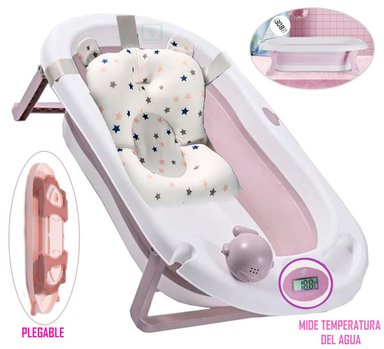 BAÑERA TINA DE BAÑO DOUX BEBE PARA BEBE PLEGABLE ROSA | Rosado