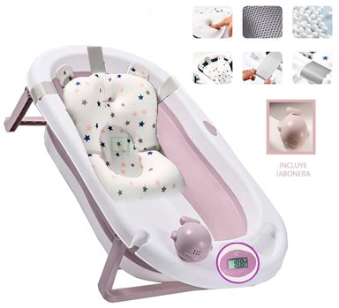 BAÑERA TINA DE BAÑO DOUX BEBE PARA BEBE PLEGABLE ROSA | Rosado - 3