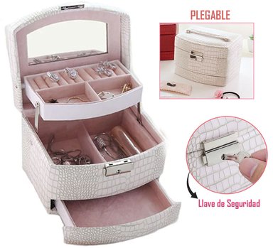 ORGANIZADO DE JOYAS IMREHUA MULTICOLOR 3 NIVELES PEQUEÑO CON LLAVE