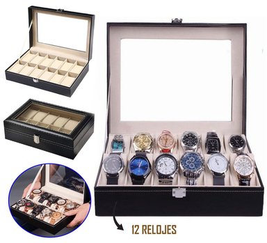ORGANIZADOR DE RELOJES IMREHUA NEGRO 12 COMPARTIMIENTOS