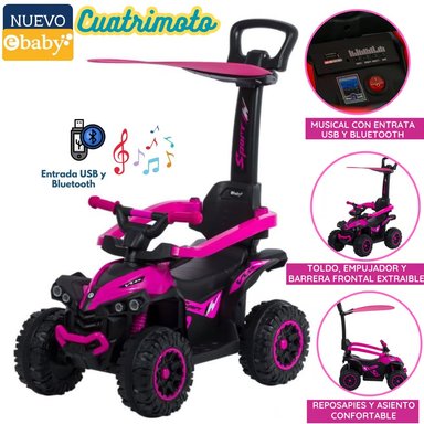 CUATRIMOTO EBABY EB357 FUCSIA MUSICAL CON LUCES Y SOMBRILLA 357