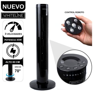 VENTILADOR TORRE WHITELINE YF-T03214 SILENCIOSO 3V 45W CONTROL REMOTO