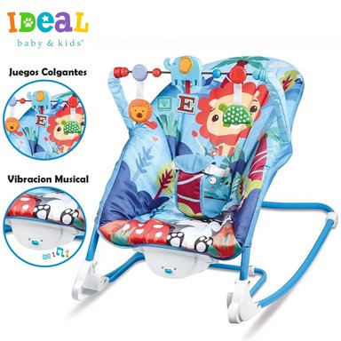 MECEDORA PARA BEBES MUSICAL Y VIBRADOR 668-3 CELESTE
