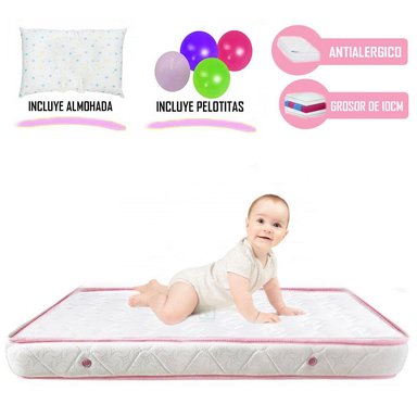 COLCHÓN DE BEBE PARA CUNAS PACK AND PLAY DE 4 ROSADO