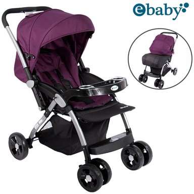 COCHE DE PASEO EBABY KUPER MANGO REVERSIBLE MORADO