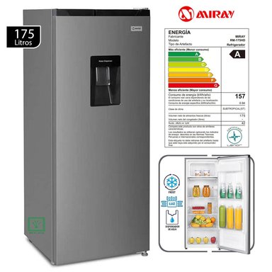 REFRIGERADORA MIRAY RM-175HD FROST 175L ACERO INOXIDABLE
