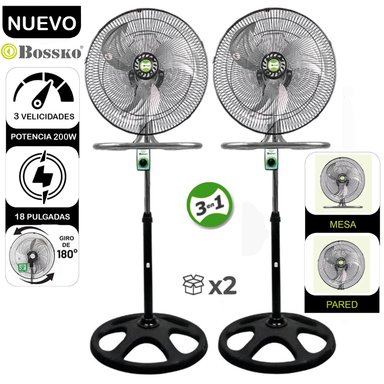 VENTILADOR PEDESTAL 3 EN 1 DE 18″ 200 W BK-8218VI/NG CAJA DE 2U
