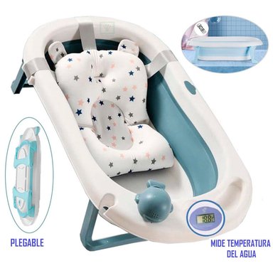 BAÑERA TINA DE BAÑO PARA BEBE PLEGABLE AZUL