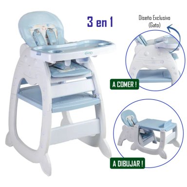 SILLA DE COMER GATO 3 EN 1 AZUL