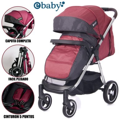 COCHE DE PASEO «ATTON DELUX» EBABY ROJO