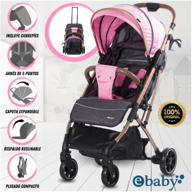 COCHE DE PASEO MALETA «SUNNY GOLD» DARK PINK