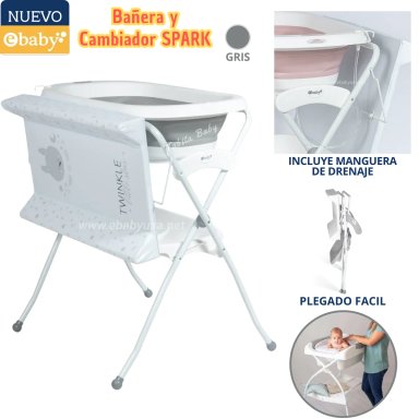 BAÑERA Y CAMBIADOR PLEGABLE SPARK GRIS - 1
