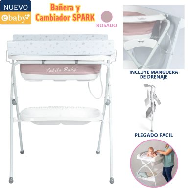 BAÑERA CAMBIADOR PLEGABLE SPARK ROSADO - 1