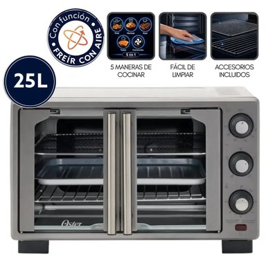 HORNO CON FREIDORA DE AIRE OSTER® DE 25 LITROS, PUERTAS FRANCESAS, TSSTTV25FDMAFNS - 1