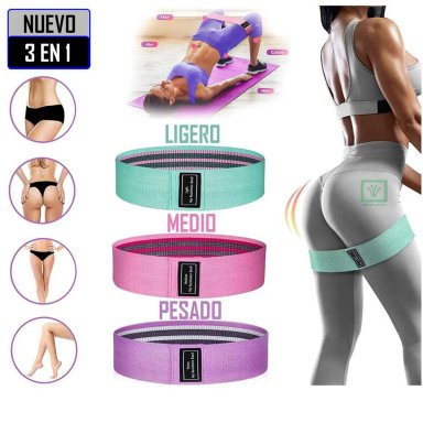 BANDAS ELÁSTICAS DE TELA 3 NIVELES RESISTENCIA - 1
