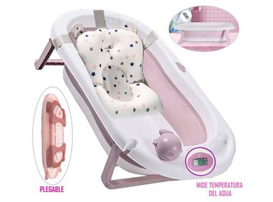 BAÑERA TINA DE BAÑO CON TERMÓMETRO DIGITAL ROSADO DB-688G