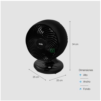 VENTILADOR DE MESA SOLE SOLAIR016 30 WATTS SOBRE TURBOMAX NEGRO - 6
