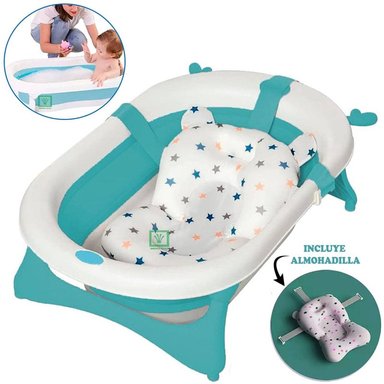 BAÑERA VENADITO VERDE PLEGABLE + COJIN NIÑO