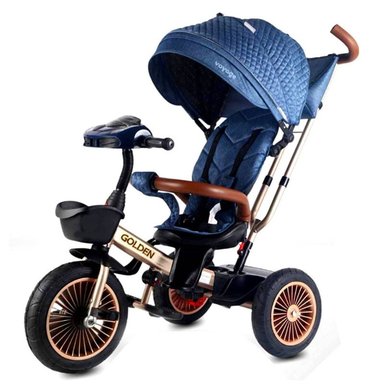 TRICICLO VOYAGE ASIENTO GIRATORIO GOLDEN CON TELA UV AZUL - 2