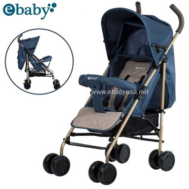 COCHE BASTÓN EBABY TRAVIS 214-3 AZUL RECLINABLE