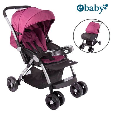 COCHE DE PASEO EBABY KUPER MANGO REVERSIBLE ROSADO