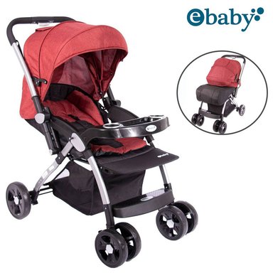 COCHE DE PASEO EBABY KUPER MANGO REVERSIBLE ROJO