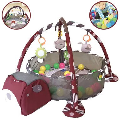 GIMNASIO BABY BEBE DIDÁCTICO 3 EN 1 CON PELOTAS OSITO VINO