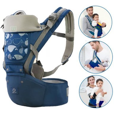 CANGURO PARA BEBÉ ERGONÓMICO BALLENA 3 EN 1 AZUL