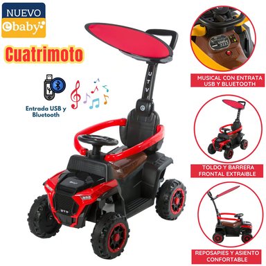 CUATRIMOTO EBABY EB351 ROJO MUSICAL CON LUCES Y SOMBRILLA