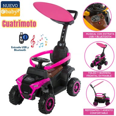 CUATRIMOTO EBABY EB351 FUCSIA MUSICAL CON LUCES Y SOMBRILLA