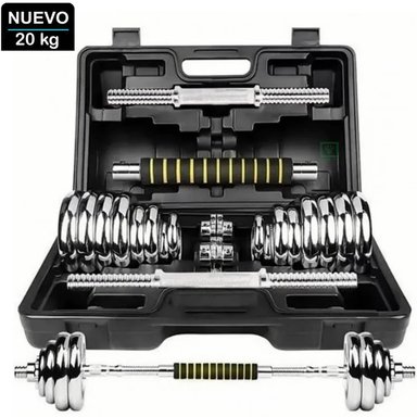 SET PESAS YORK 20KG MANCUERNAS ADAPTADOR BARRA