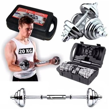 SET PESAS YORK 20KG MANCUERNAS ADAPTADOR BARRA - 2