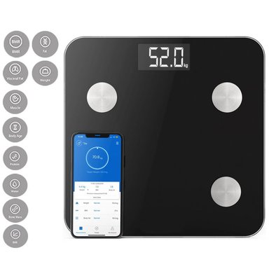 BALANZA PERSONAL SCALE PERSONALSCALE DIGITAL INTELIGENTE 12 LECTURAS NEGRO