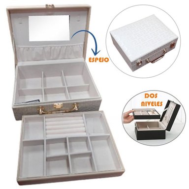 ORGANIZADOR JOYAS 2 NIVELES CON ESPEJO L258