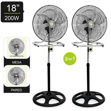 VENTILADOR PEDESTAL 3 EN 1 DE 18″ 200 W BK-8219VI/NG X 2 UNIDADES