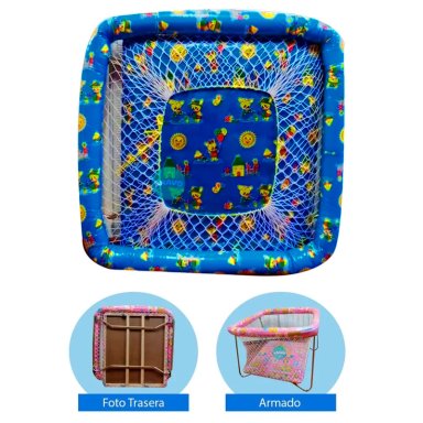 CORRAL PARA BEBES ACOLCHADO CAMBREL AZUL - 2