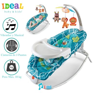 SILLA MECEDORA IDEAL MUSICAL CON VIBRADOR OCEAN CELESTE