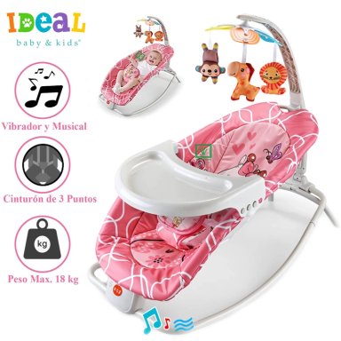 SILLA MECEDORA IDEAL MUSICAL CON VIBRADOR OCEAN ROSADO