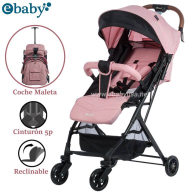 COCHE MALETA EBABY RESPALDAR RECLINABLE KALAN ROSADO