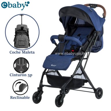 COCHE MALETA EBABY RESPALDAR RECLINABLE KALAN AZUL